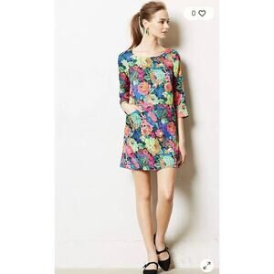 Anthropologie HD in Paris Tropicalist colorful Shift dress Size S